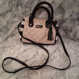 Betsey Johnson Mini Quilted Bag Black and Cream